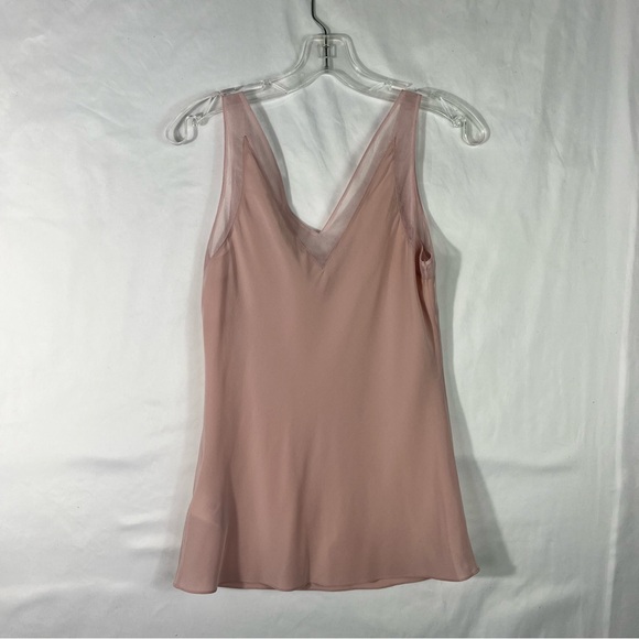 Ted Baker London Pastel Blush Pink Mesh Detail 100% Silk Blouse Tank Top Size 4 - Picture 5 of 6